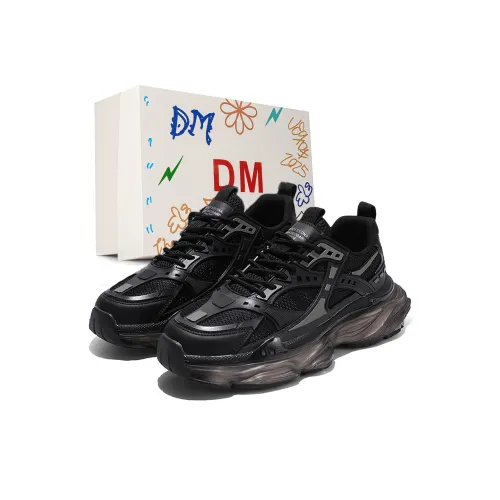 DM Black Warrior Men's Platform Work Commute Teenagers Sports Trendy Shoes Low Top Chunky Sneakers Men's Box Included