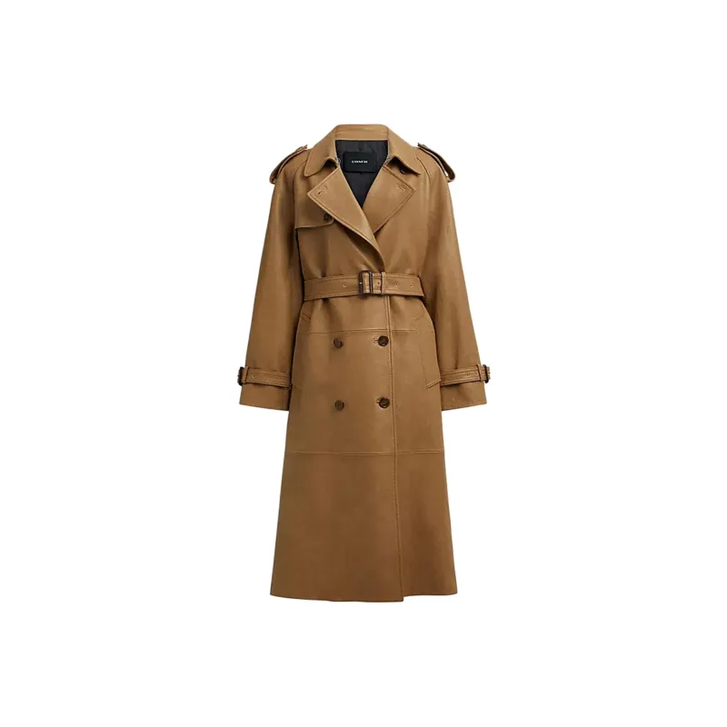 COACH SS24 Leather Jacket Women's Dark Beige-0
