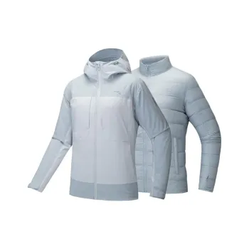 Anta Variety Training Collection Thermal Waterproof Windbreaker Jacket Women's Milk Gray Blue/Soaring Blue