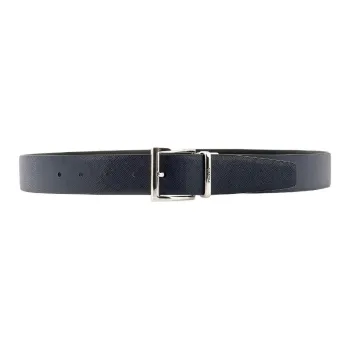 PRADA Calfskin Leather Belts Unisex Black Width 3.3cm
