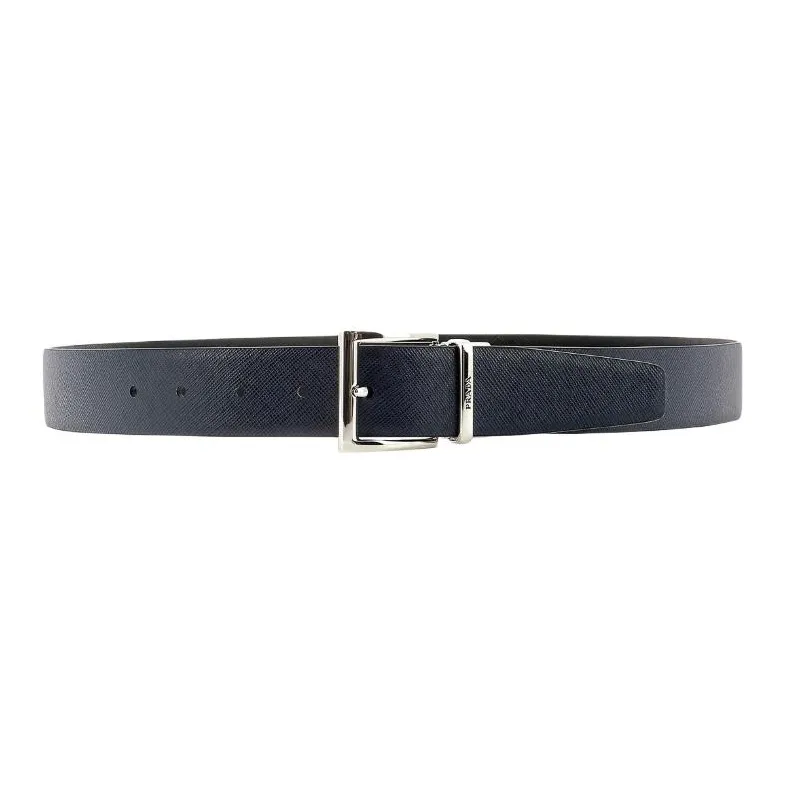 PRADA Calfskin Leather Belts Unisex Black Width 3.3CM-0