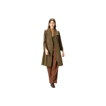 FENHONGMALI Trench Coat Women's Green