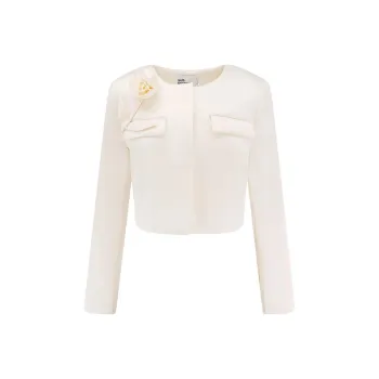 Self portrait Flower Detailed Crew Neck Blazer