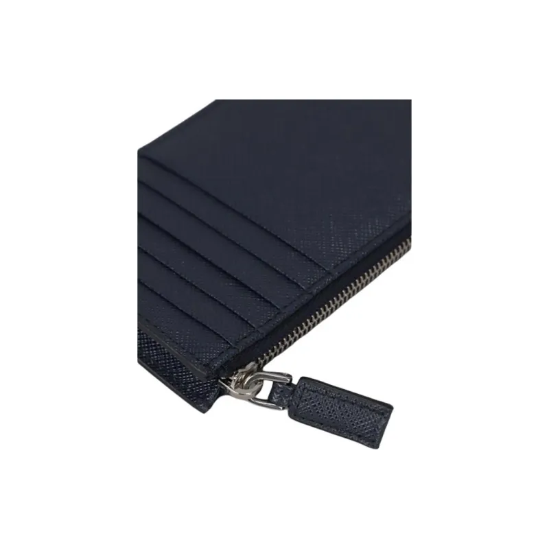 PRADA Saffiano Calfskin Wallet Women's Dark Blue-7