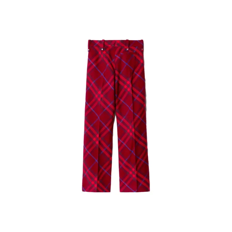 Burberry Checked Pleated Straight Leg Trousers-0