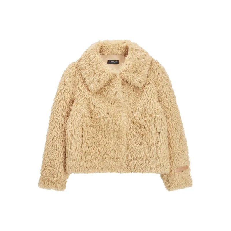 Ed Hardy FW24 Velvet feel Coat Women's Camel-0