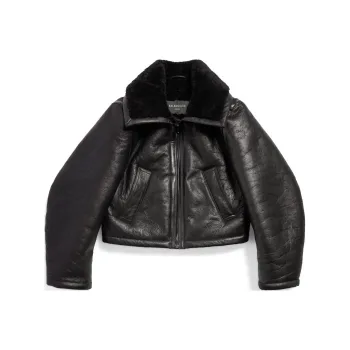 Balenciaga Leather Jacket Women's Black