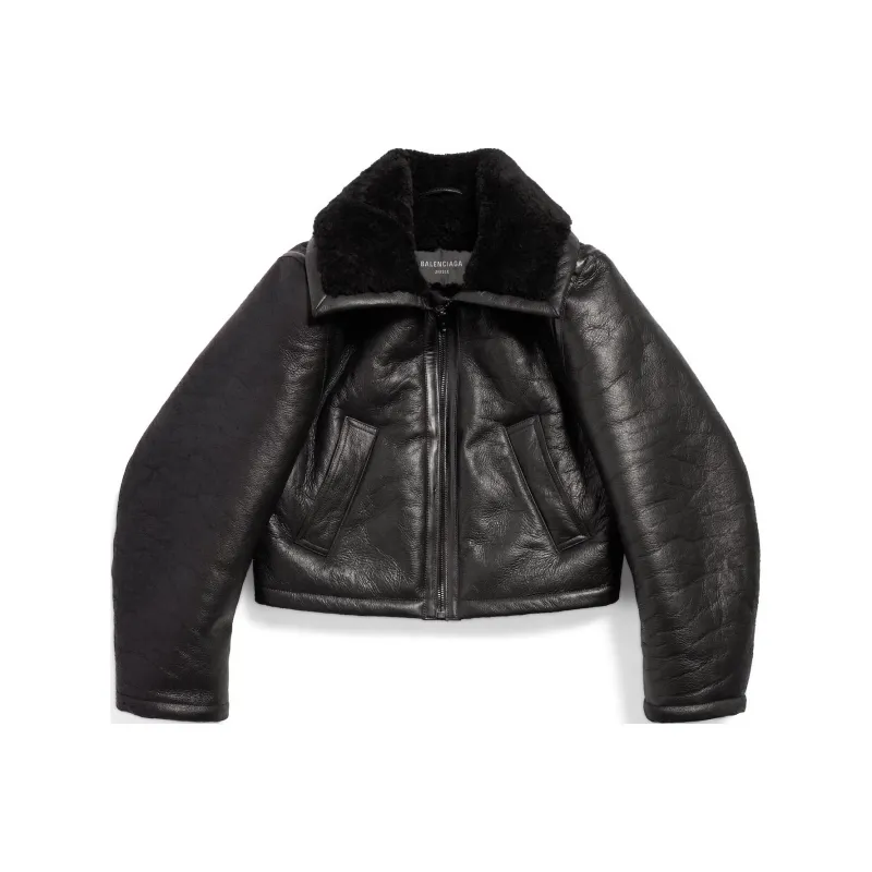 Balenciaga Leather Jacket Women's Black-0
