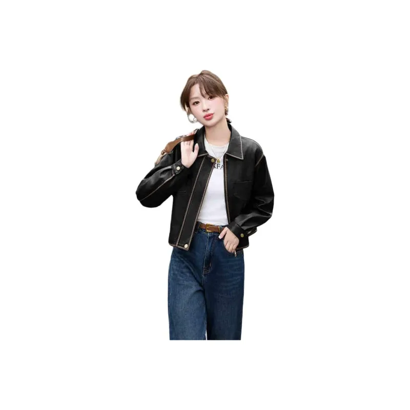 Yi Mengyuan Leather Jacket Women's-0