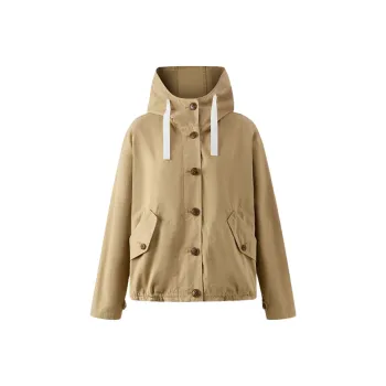 E.land Cropped Coat Women's Light Army Green 491Khaki