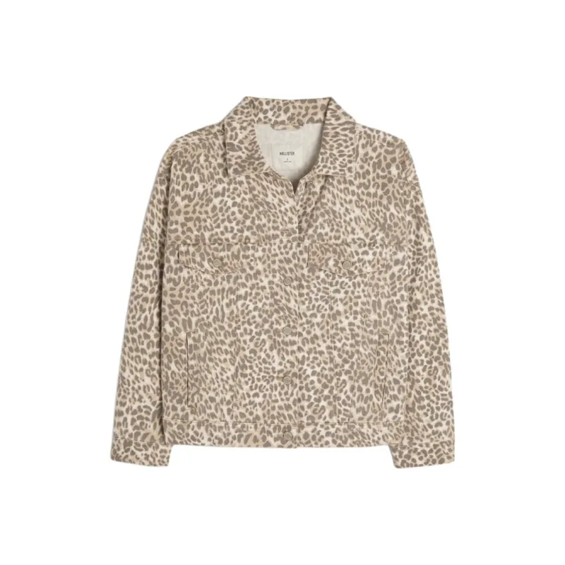 Hollister Denim Jacket Women's Leopard Print-0