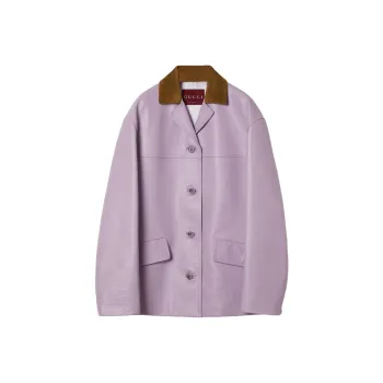 GUCCI SS25 Leather Jacket Women's Light Purple