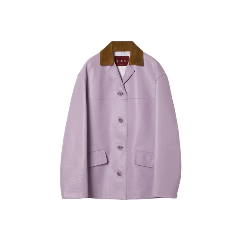 GUCCI SS25 Leather Jacket Women's Light Purple-0