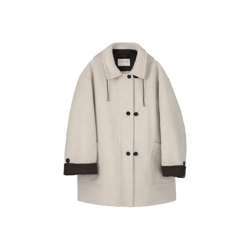 Fstudio Fall And Winter Korean Elegance Commute Mid Length Coat Women's Apricot-0