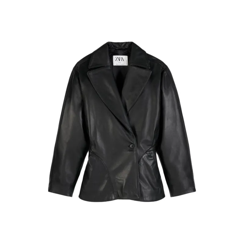 ZARA Leather Jacket Women's Black-0