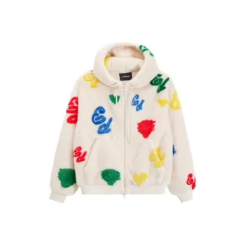 Ed Hardy FW24 Velvet feel Coat Women's Ivory White