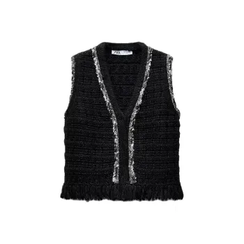 ZARA Vests Women's Black