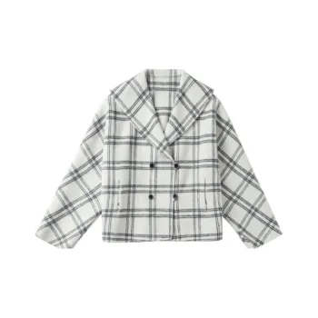 DEAR DEER PUFF Coats Women's Plaid