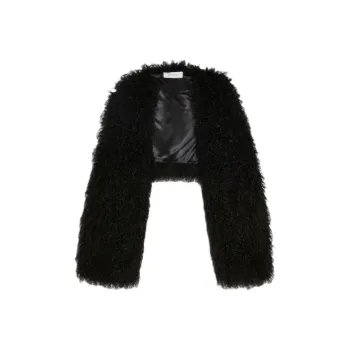 SportMax Open Front Faux Fur Cropped Jacket