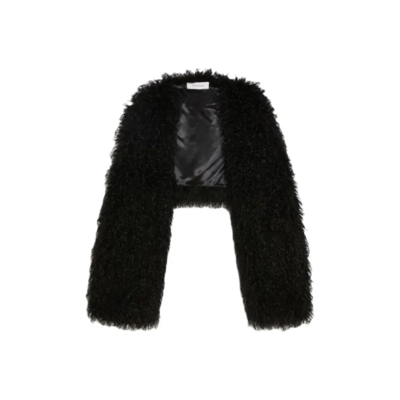 SportMax Open Front Faux Fur Cropped Jacket-0