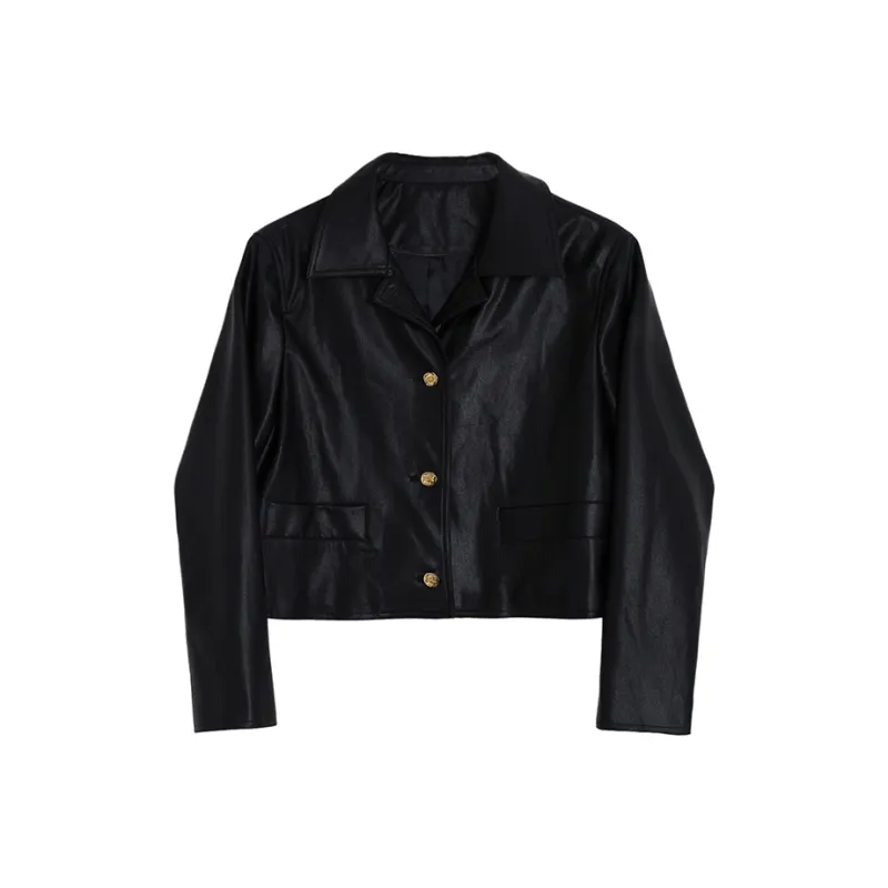 MUKOK Leather Jacket Women's Black-0