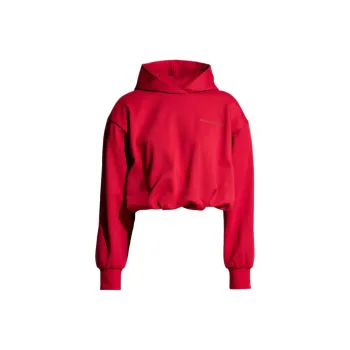 H&M X Magda Butrym Motif Detail Hoodie With Shoulder Pads Red