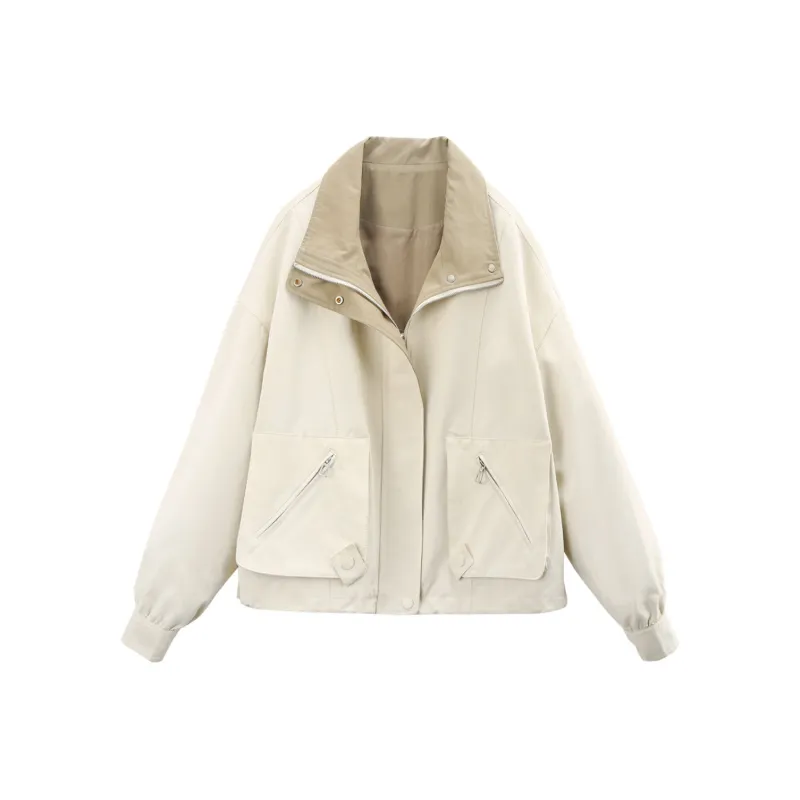 A Paradise For Awakening Cropped Coat Women's Beige Apricot-0