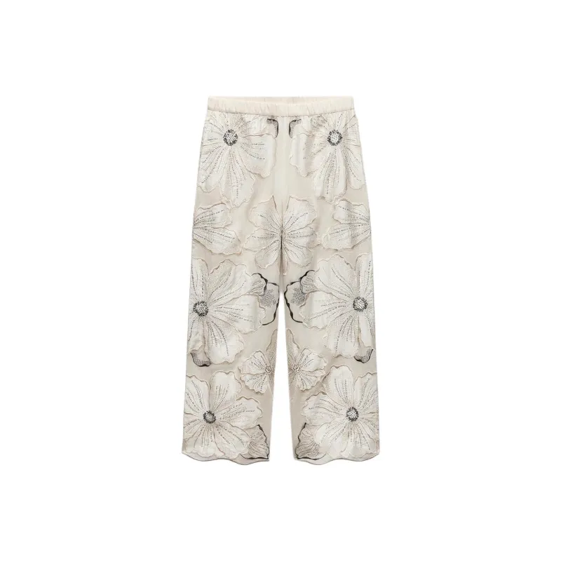 ZARA ZW Series Casual Pants Women's Frosted White-0