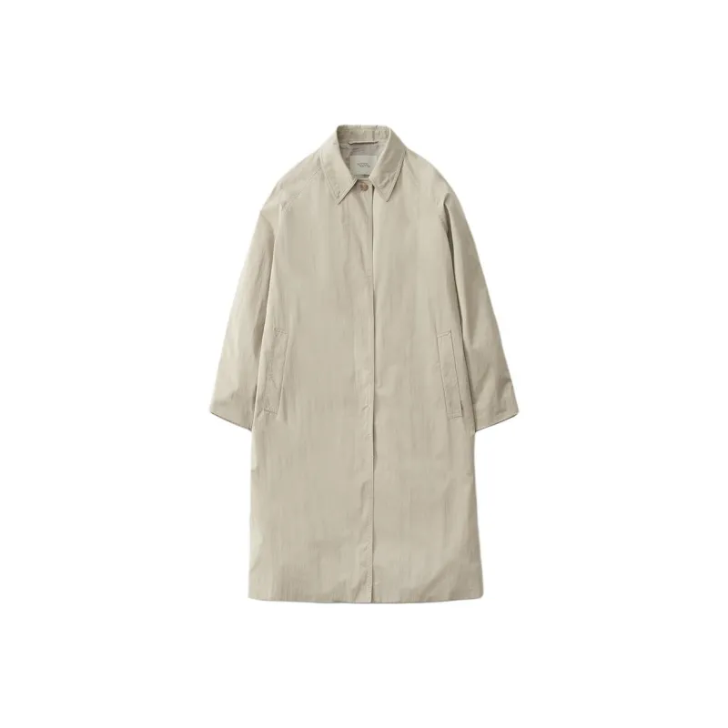 NOTHING WRITTEN Classic Oversized Balmacaan Trench Coat Women's Beige/Beige-0