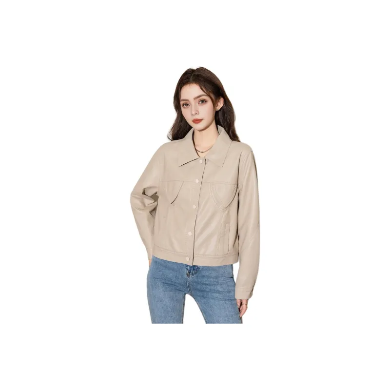 FAWENXIANGZI Leather Jacket Women's-2