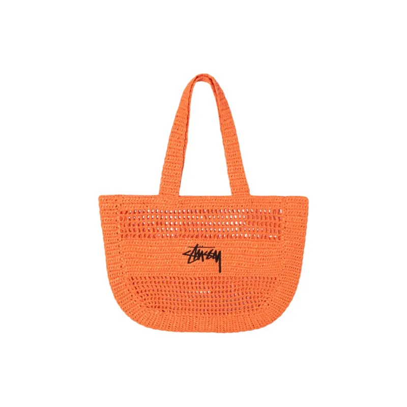 Stussy Woven Tote Bag, Shopping Bag, Handbag, Shoulder Bag Unisex Orange-0