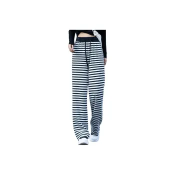 You Cow Me Pants Casual Pants Women's Black White Stripes