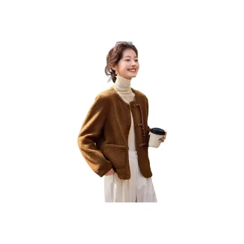 Mo Han Yi Mei Velvet feel Coat Women's Coffee
