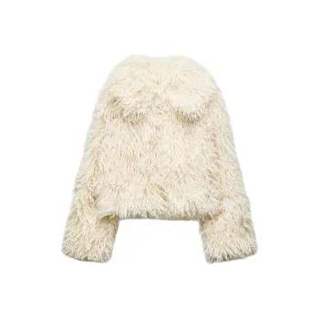 ZARA Velvet-feel Coat Women's Natural Color
