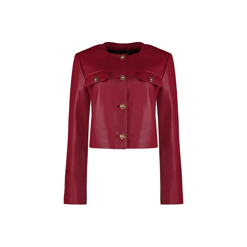 VERSACE Button-Up Leather Jacket-0