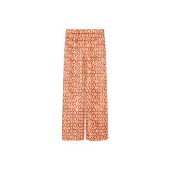 VERSACE Logo Printed Wide Leg Trousers