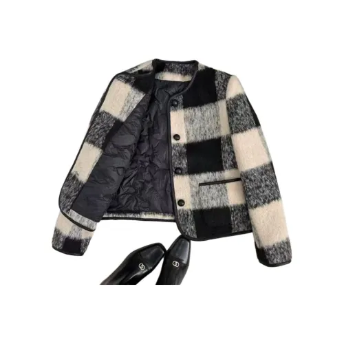 PAIN OR PLEASURE Thickened Cropped Chanel Inspired Coat Women's Plaid Thickened Lining