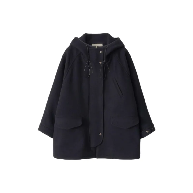 NOTHING WRITTEN FW24 Hanson Hoodie Parka Coats Women's Dark Navy/Dark Blue-0