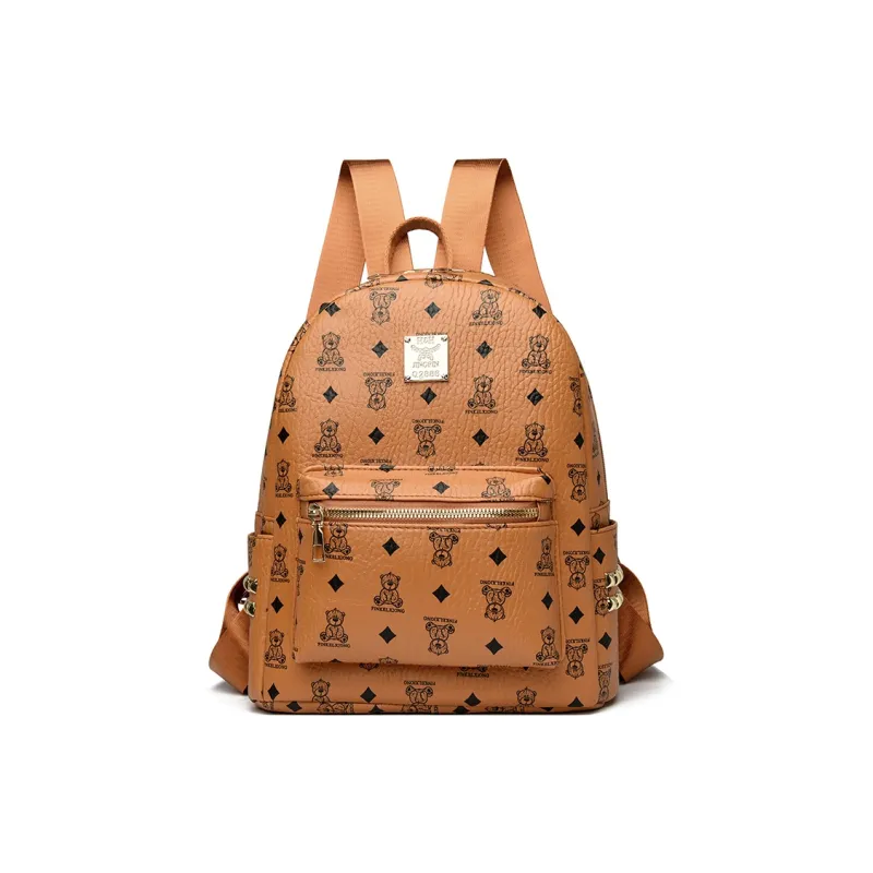 Yalu PU Backpack Regular Unisex Black/Brown/White-7