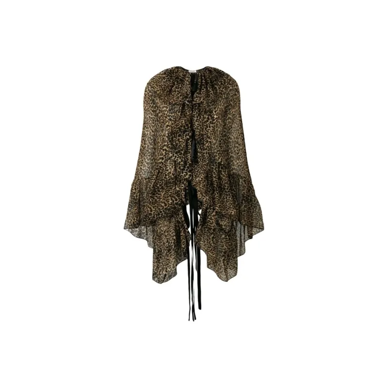 SAINT LAURENT Leopard print Asymmetric Blouse-0