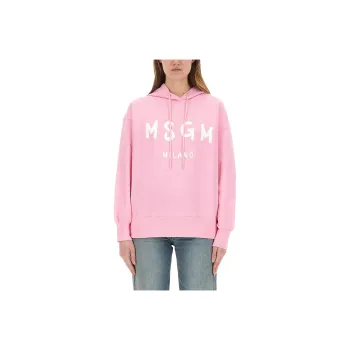 MSGM Logo Printed Long Sleeved Hoodie