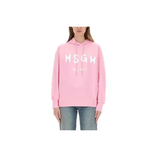 MSGM Logo Printed Long Sleeved Hoodie