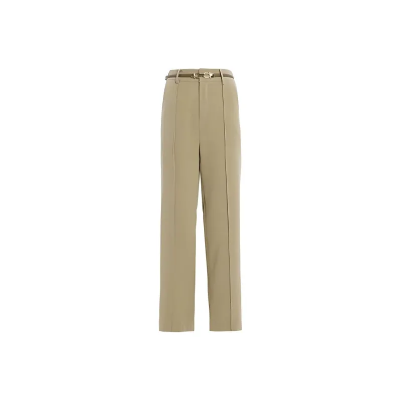 QIAOWANNI Casual Pants Women's Licorice Camel-0