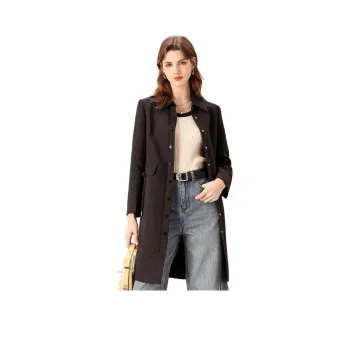 FENHONGMALI Trench Coat Women's Black