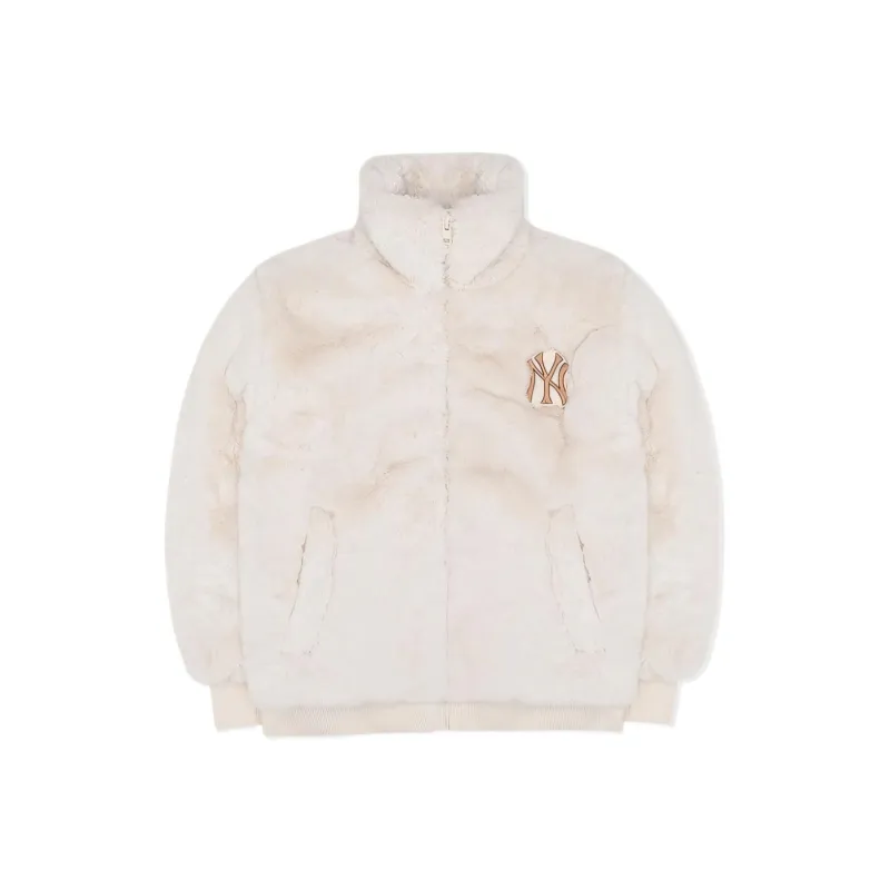 MLB New York Yankees Velvet feel Coat Women's Cream-0
