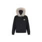 Black No Fleece-Lined Thin, Fur Collar Detachable