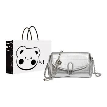 NX DOUGHNUT PU Small Square Bag, Crossbody Bag, Shoulder Bag Women's Black/Silver