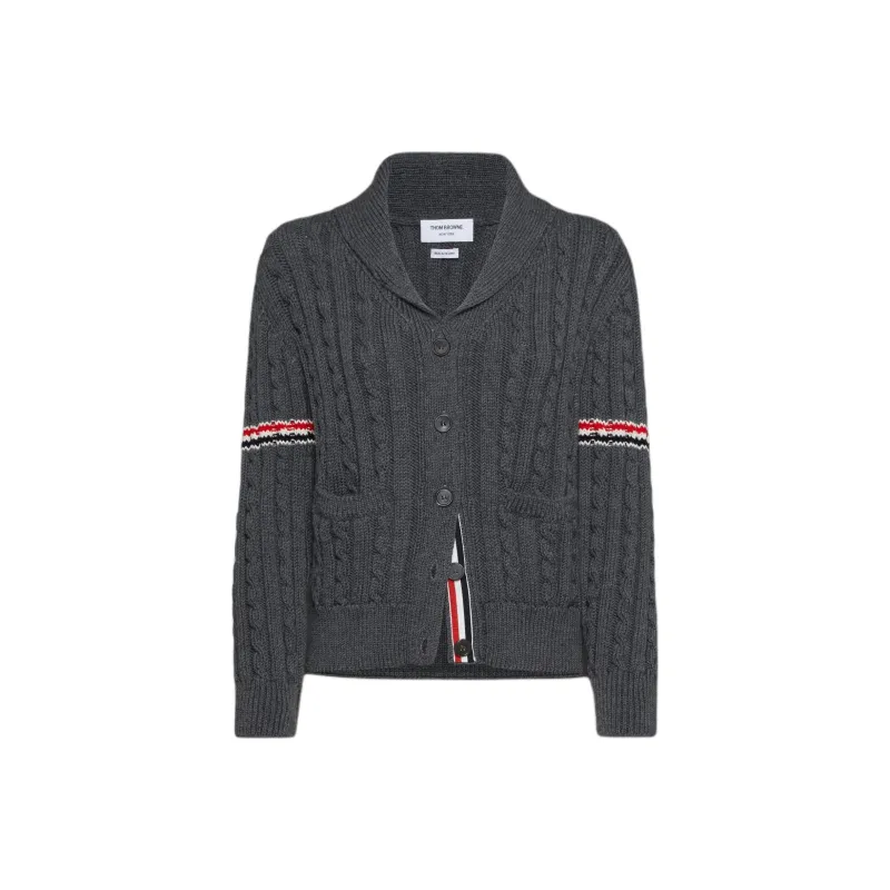 THOM BROWNE RWB stripe Cable knit Cardigan-0