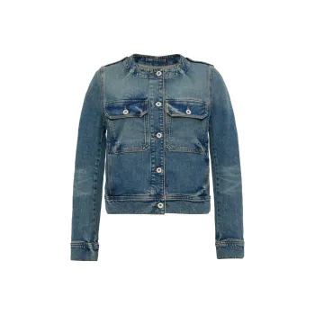 KENZO Buttoned Crewneck Denim Jacket