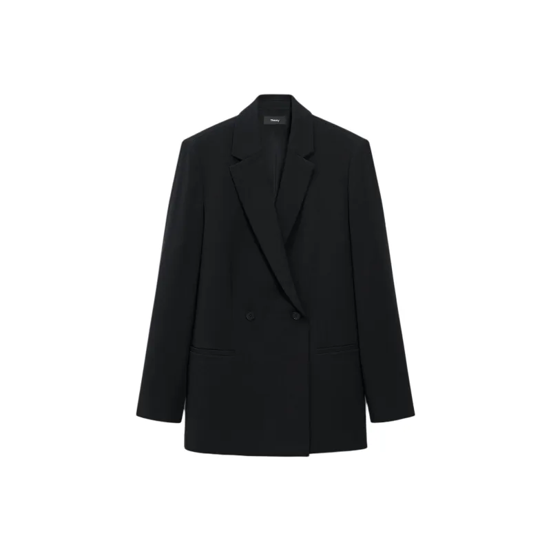THEORY Admiral Crepe Relaxed Double Breasted Blazer-0